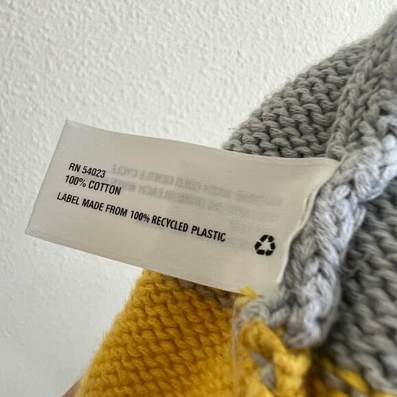 Gap Striped A-Line Sweater Women's S Rain Slicker Yellow Gray Knit Fold Cuff - Picture 7 of 7